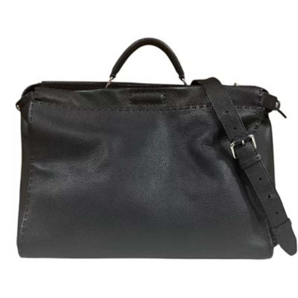 Fendi Peekaboo Selleria Shoulder Bag Leather Black Business